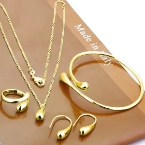 Conjunto de joias Feminina de lágrima, anel, colar, pulseira, brincos