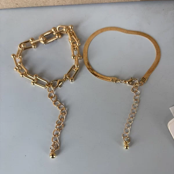 Pulseiras Elegante de metal punk em forma de U bracelete de cristal - Image 4