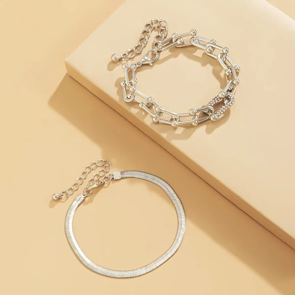 Pulseiras Elegante de metal punk em forma de U bracelete de cristal - Image 6